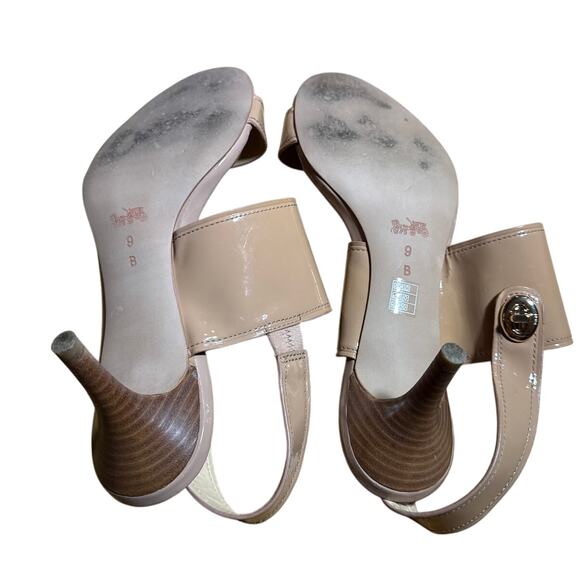 Coach Maria Women's 9 patent leather heels slingback open toe nude tan - Picture 5 of 6